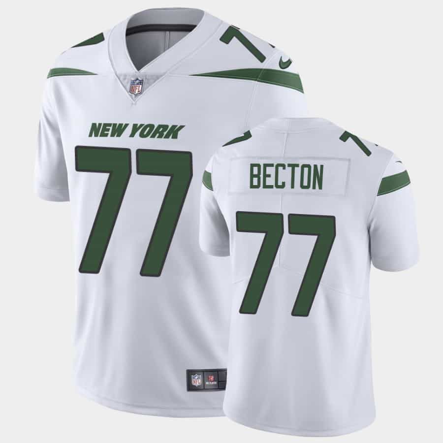 Men New York Jets #77 Mekhi Becton Nike White Vapor Limited NFL Jersey->new york jets->NFL Jersey